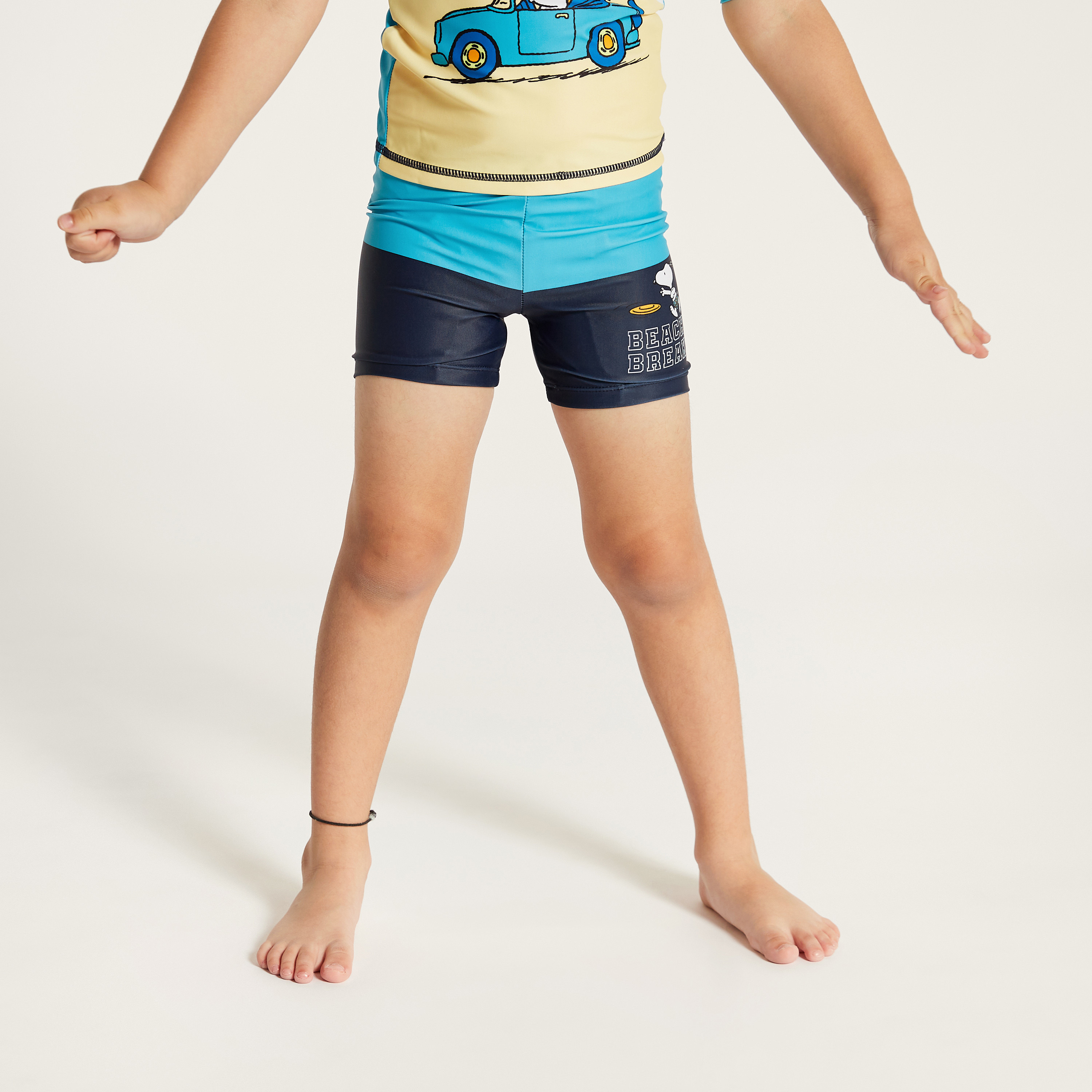 Snoopy Dog Print Rash Guard and Swim Shorts Set-baby-boys-clothing-swimwear-image-3