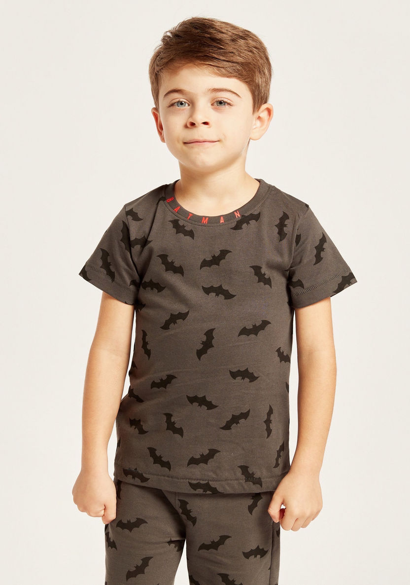 All Over Batman Print T-shirt with Short Sleeves-T Shirts-image-0