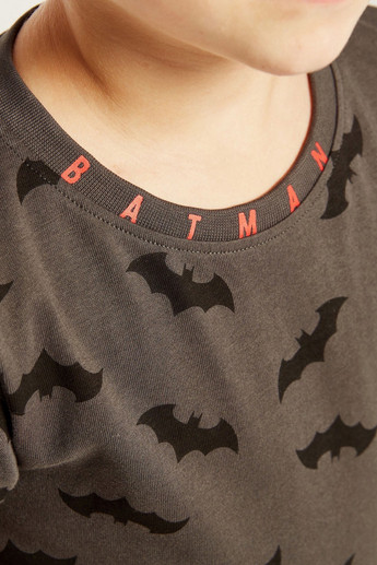 All Over Batman Print T-shirt with Short Sleeves