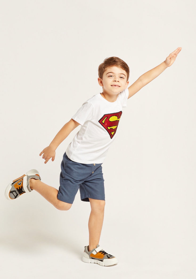 Super-Man Sequin Embellished T-shirt with Short Sleeves-T Shirts-image-0