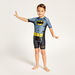 Batman Print Round Neck Swimsuit with Short Sleeves-Swimwear-thumbnail-0