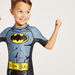 Batman Print Round Neck Swimsuit with Short Sleeves-Swimwear-thumbnail-2