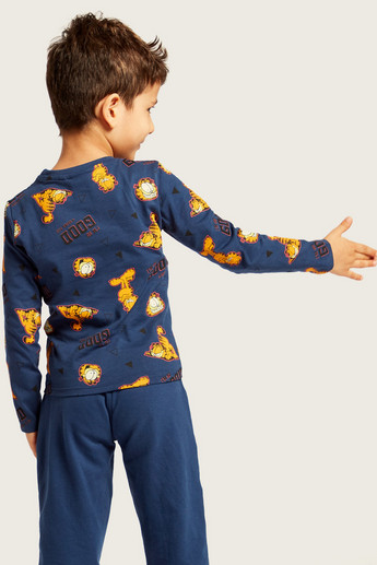All-Over Garfield Print T-shirt with Long Sleeves