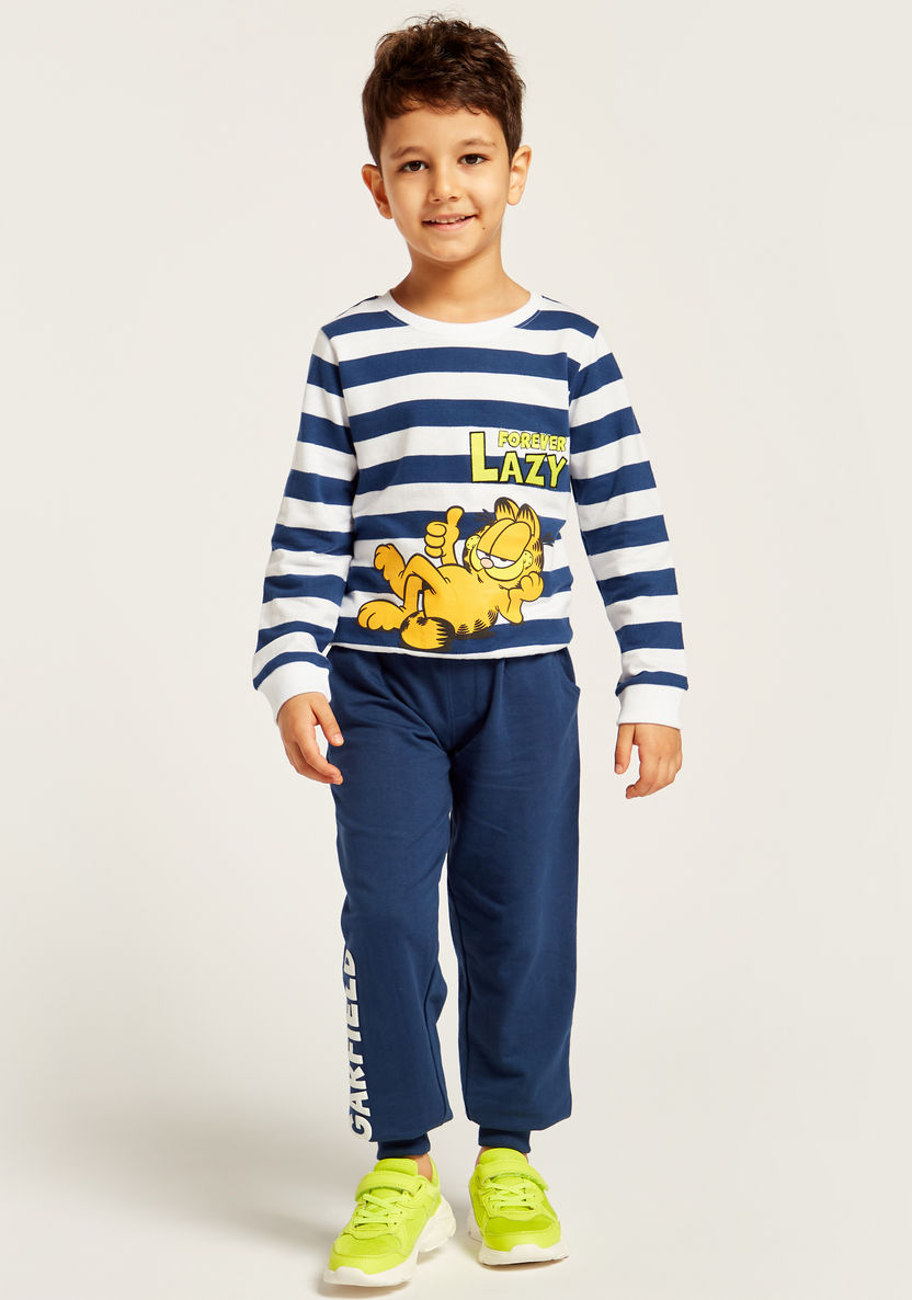 Garfield Print T-shirt and Jog Pants Set-Clothes Sets-image-1