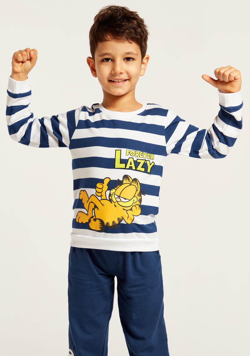 Garfield Print T-shirt and Jog Pants Set-Clothes Sets-image-2