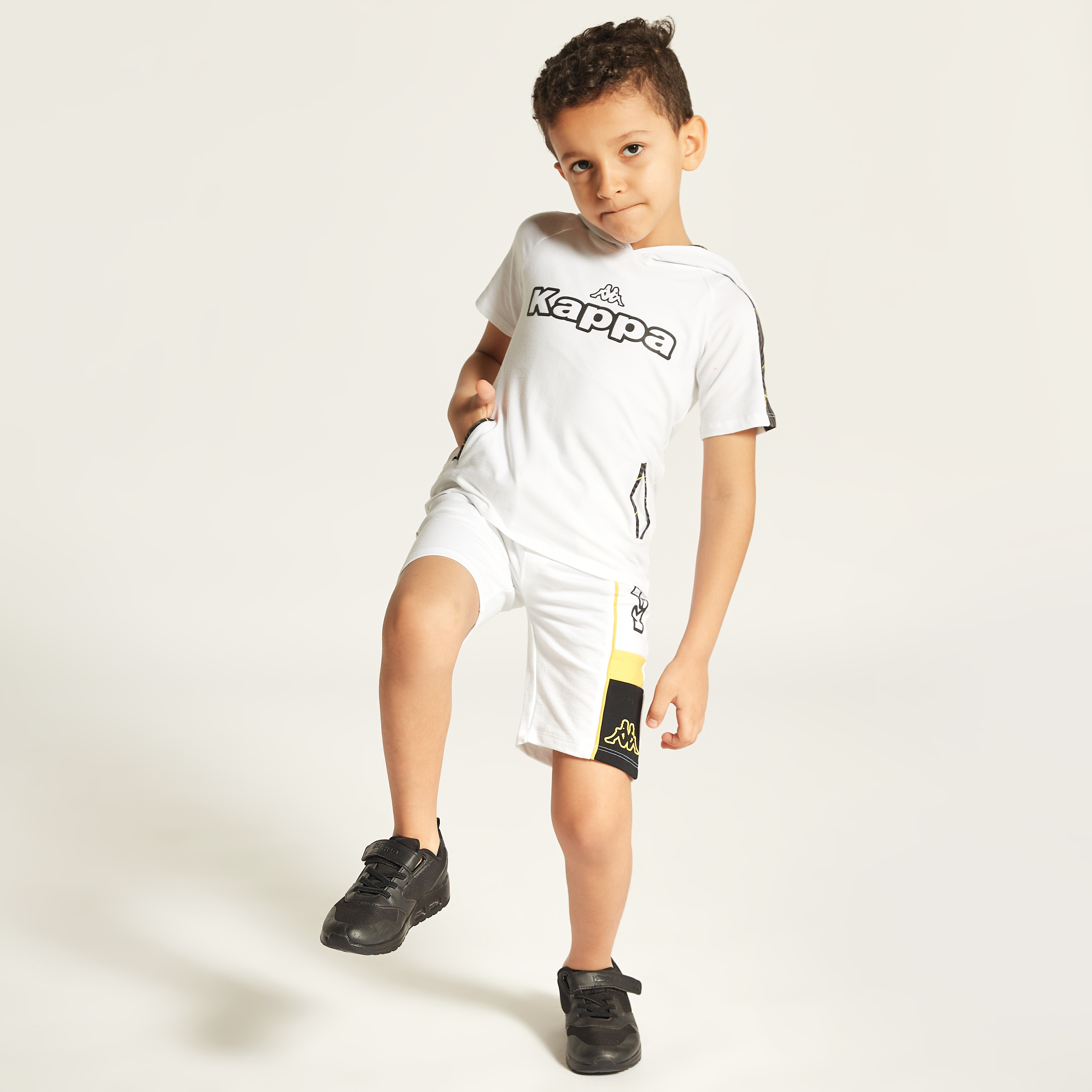 Kappa Logo Print Hooded T-shirt with Short Sleeves and Pockets-sports-boys-clothing-tops-image-1