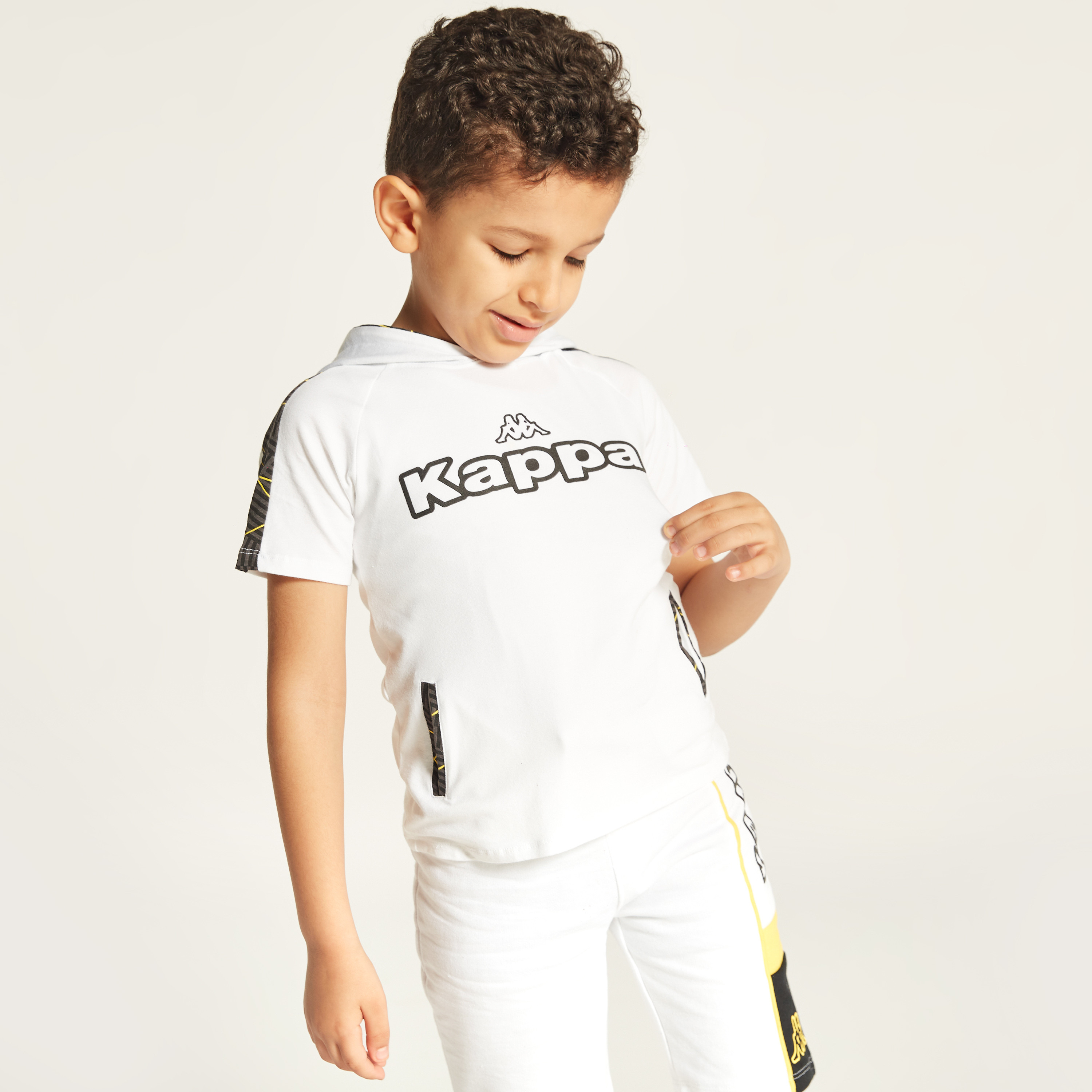 Kappa Logo Print Hooded T-shirt with Short Sleeves and Pockets-sports-boys-clothing-tops-image-2