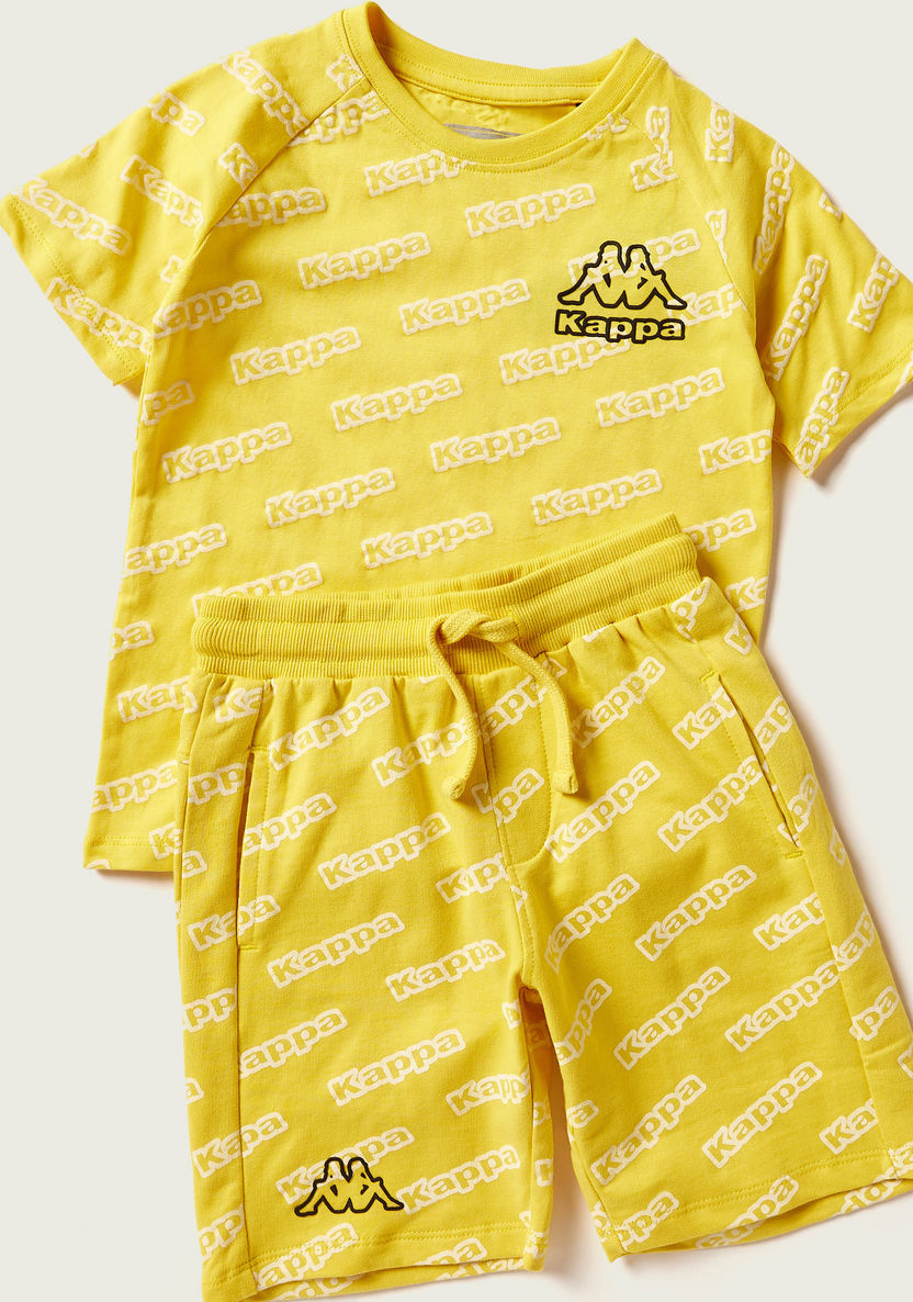Kappa Logo Print Crew Neck T-shirt and Shorts Set-Sets-image-1