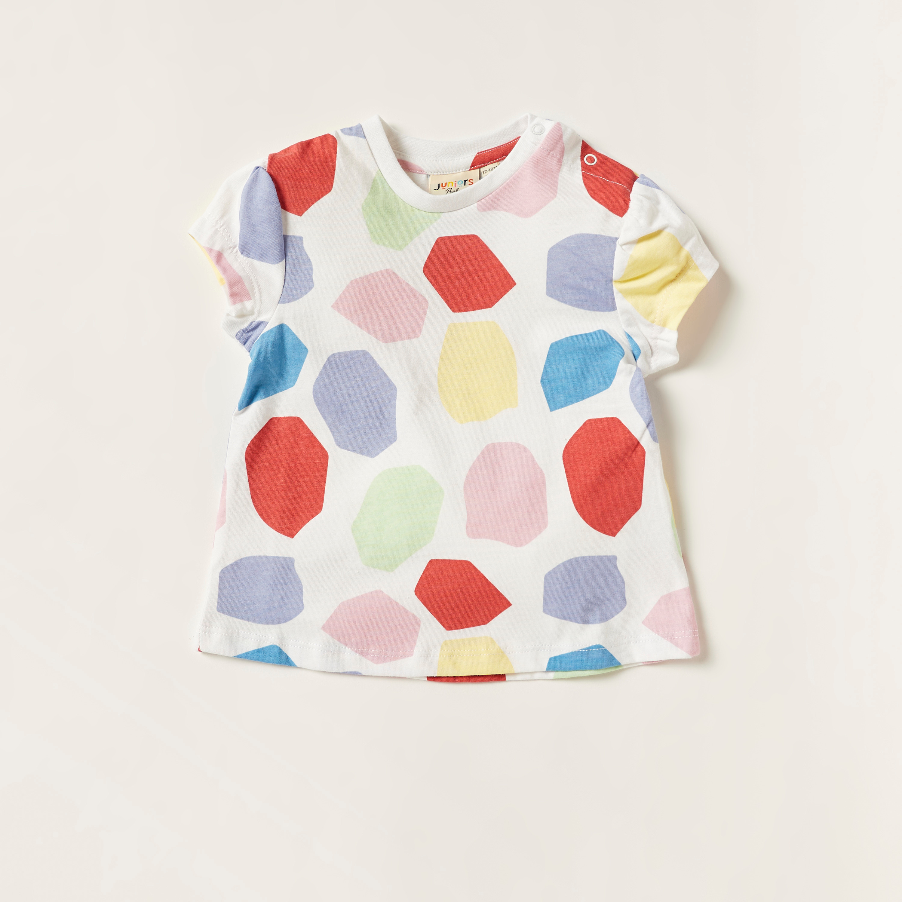 Juniors Printed Crew Neck T-shirt with Short Sleeves - Set of 3-baby-girls-clothing-multipacks-image-2
