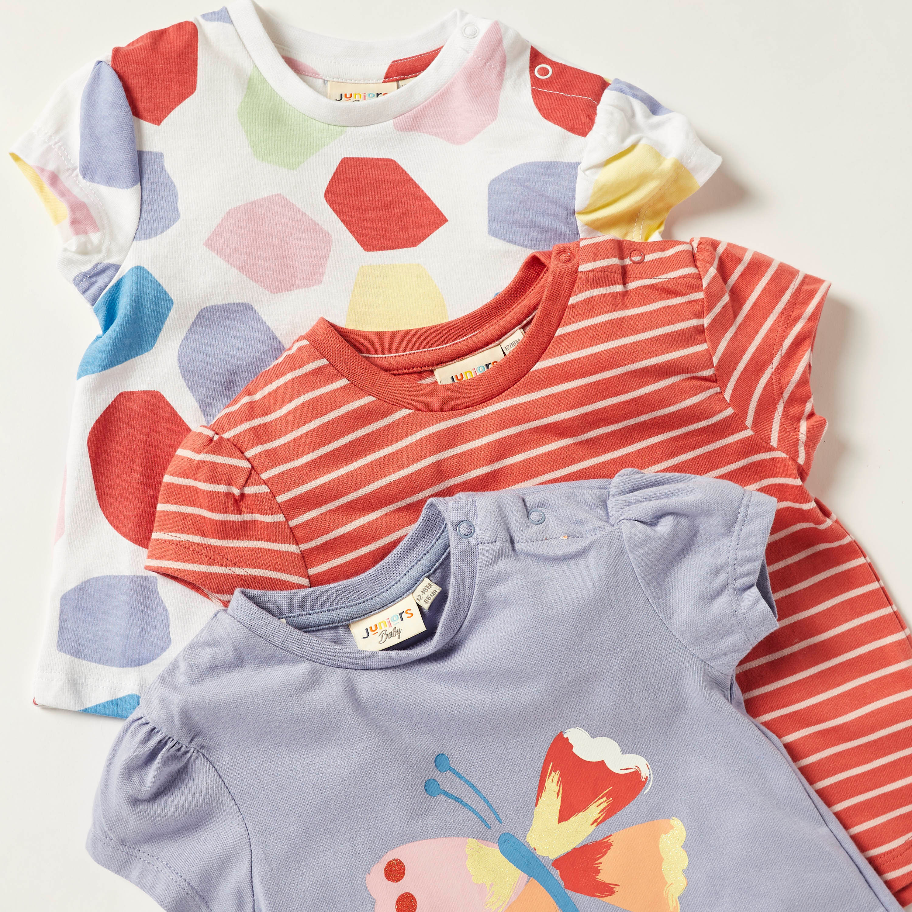 Juniors Printed Crew Neck T-shirt with Short Sleeves - Set of 3-baby-girls-clothing-multipacks-image-5