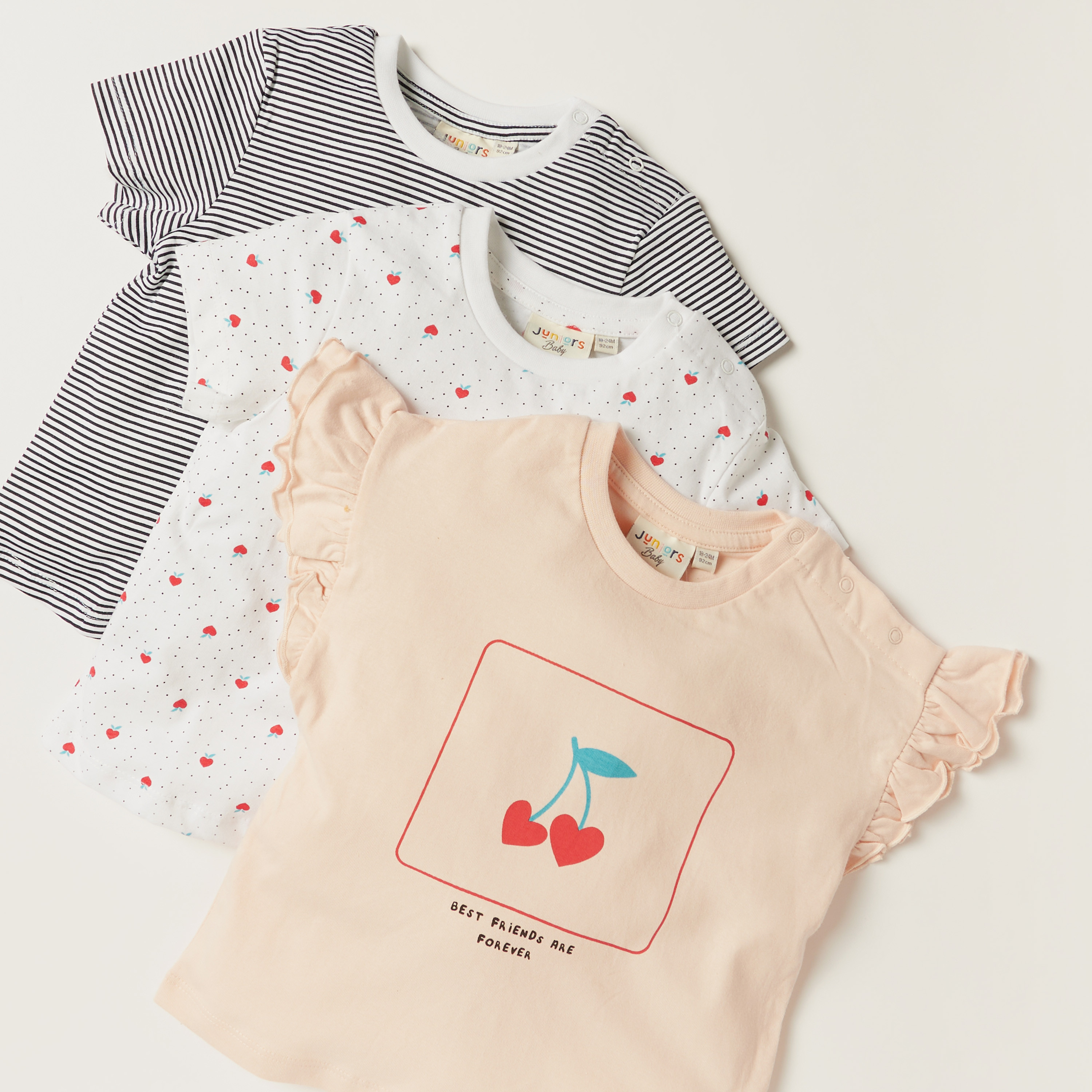 تيشيرتات بأكمام قصيرة وطبعات من جونيورز - طقم من 3 قطع-baby-girls-clothing-multipacks-image-5