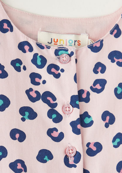 Juniors Animal Print Sleeveless A-line Dress with Ruffle Detail