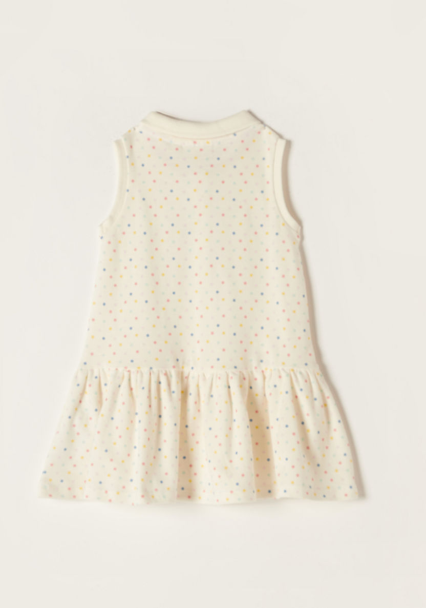 Juniors Polka Dot Sleeveless Polo Dress with Button Closure-Dresses%2C Gowns and Frocks-image-3