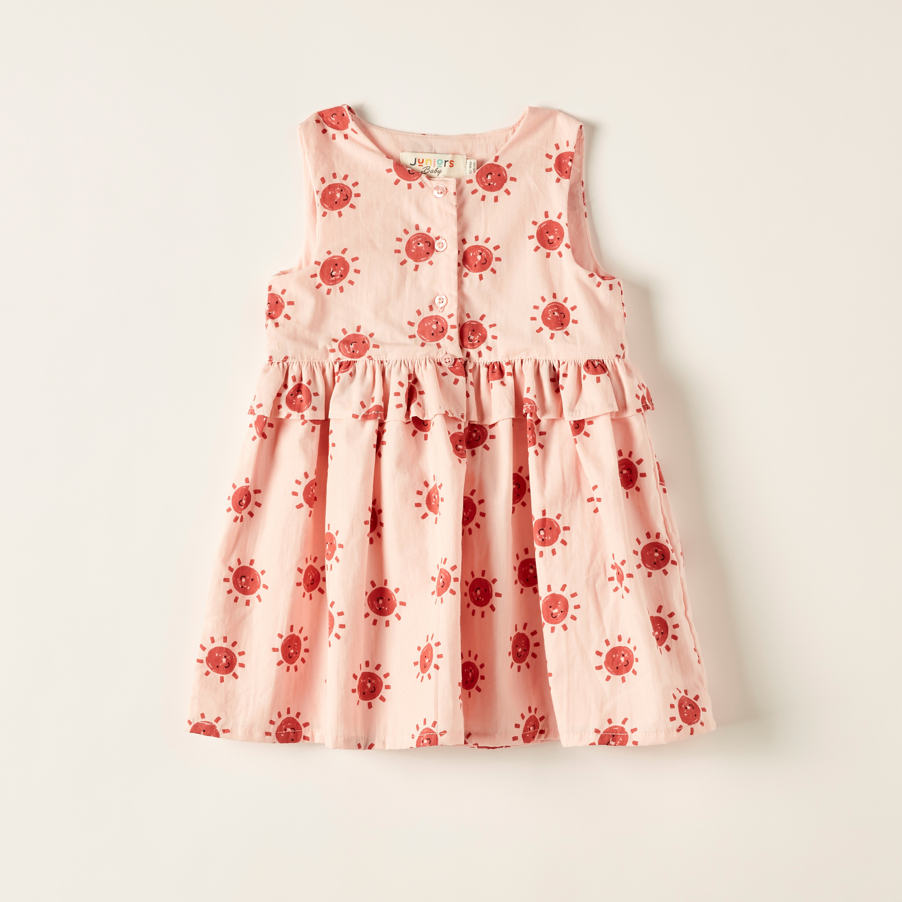 Juniors Printed Sleeveless A-line Dress with Button Closure-baby-girls-clothing-dressesandjumpsuits-image-1