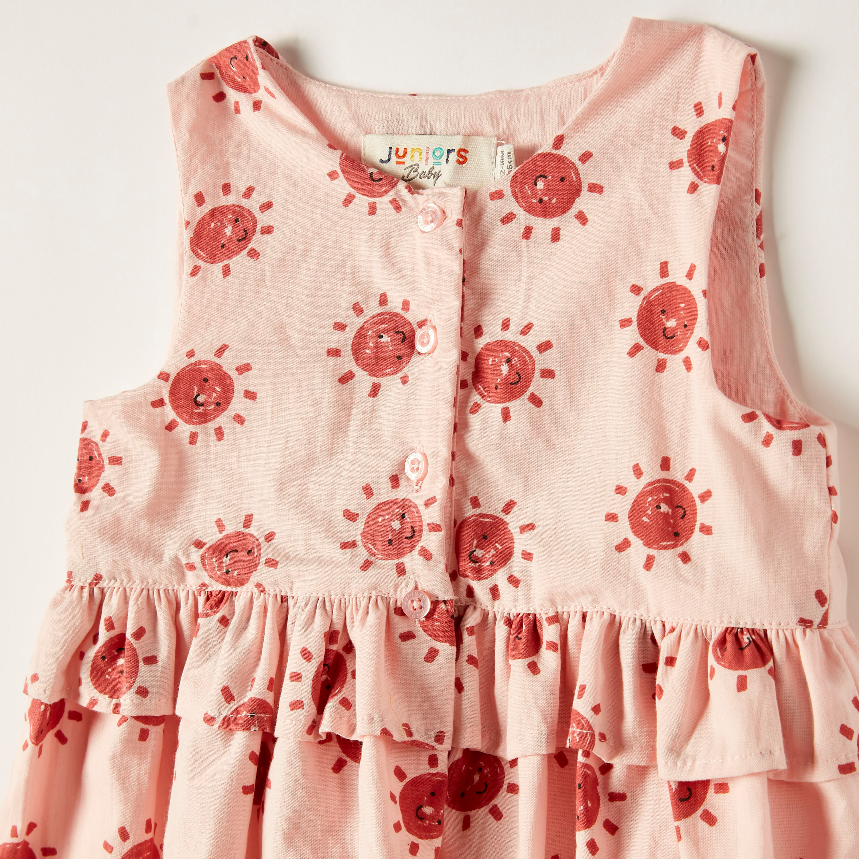 Juniors Printed Sleeveless A-line Dress with Button Closure-baby-girls-clothing-dressesandjumpsuits-image-2