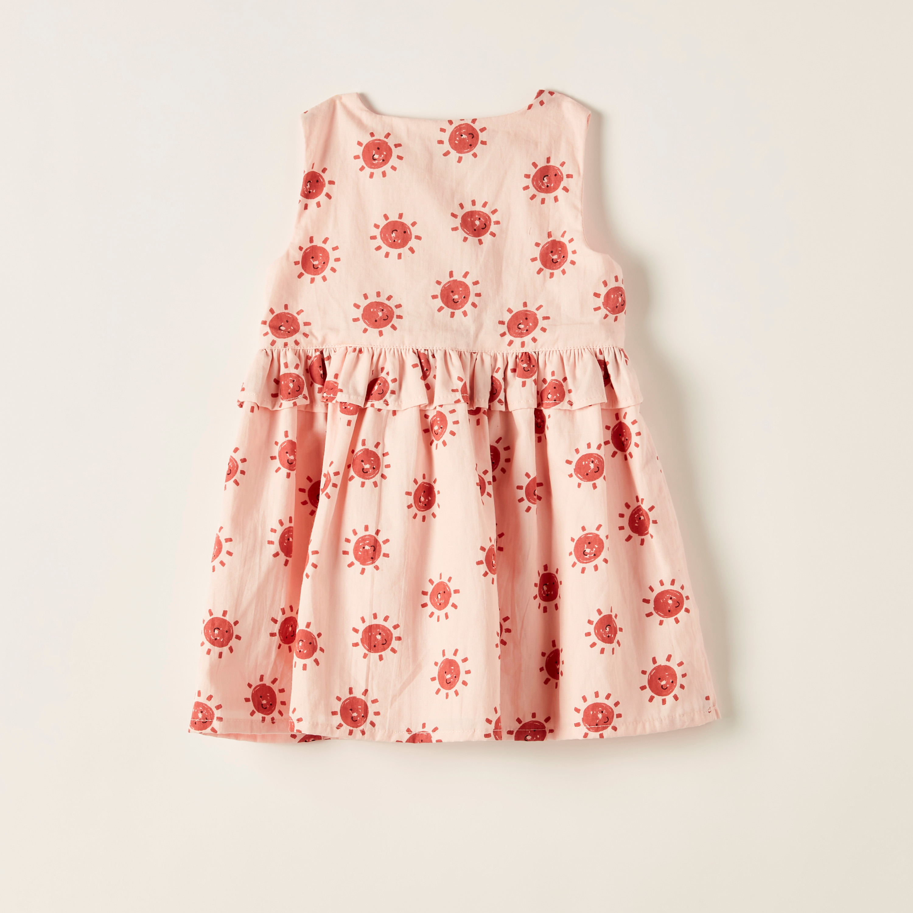 Juniors Printed Sleeveless A-line Dress with Button Closure-baby-girls-clothing-dressesandjumpsuits-image-3