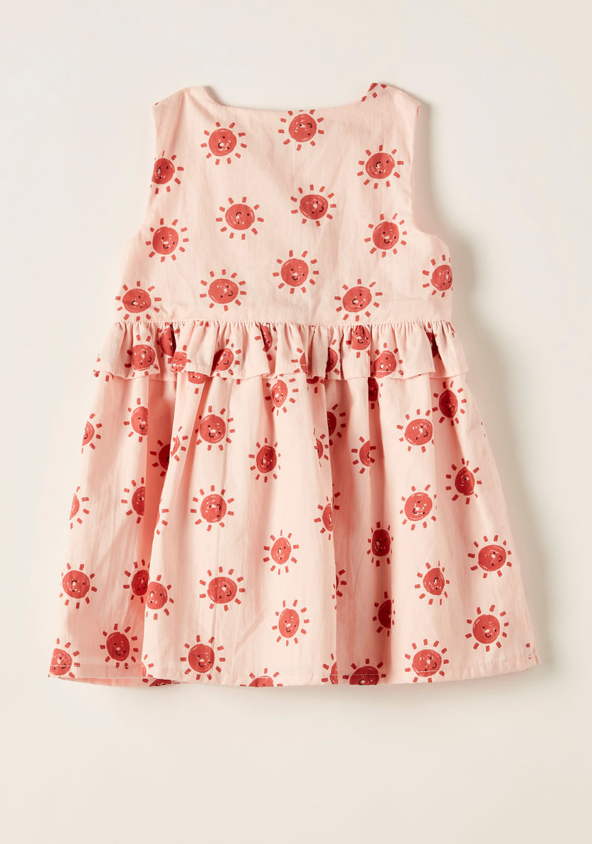 Juniors Printed Sleeveless A-line Dress with Button Closure-Dresses, Gowns & Frocks-image-2