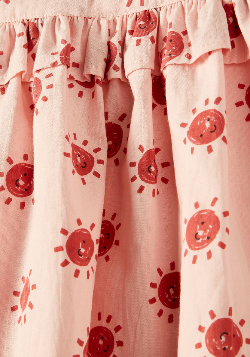 Juniors Printed Sleeveless A-line Dress with Button Closure-Dresses, Gowns & Frocks-image-3
