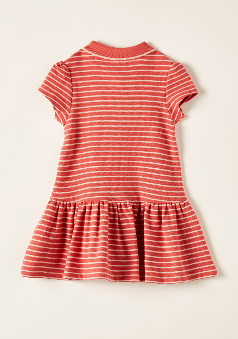 Juniors Striped Polo Dress with Cap Sleeves-Dresses%2C Gowns and Frocks-image-2