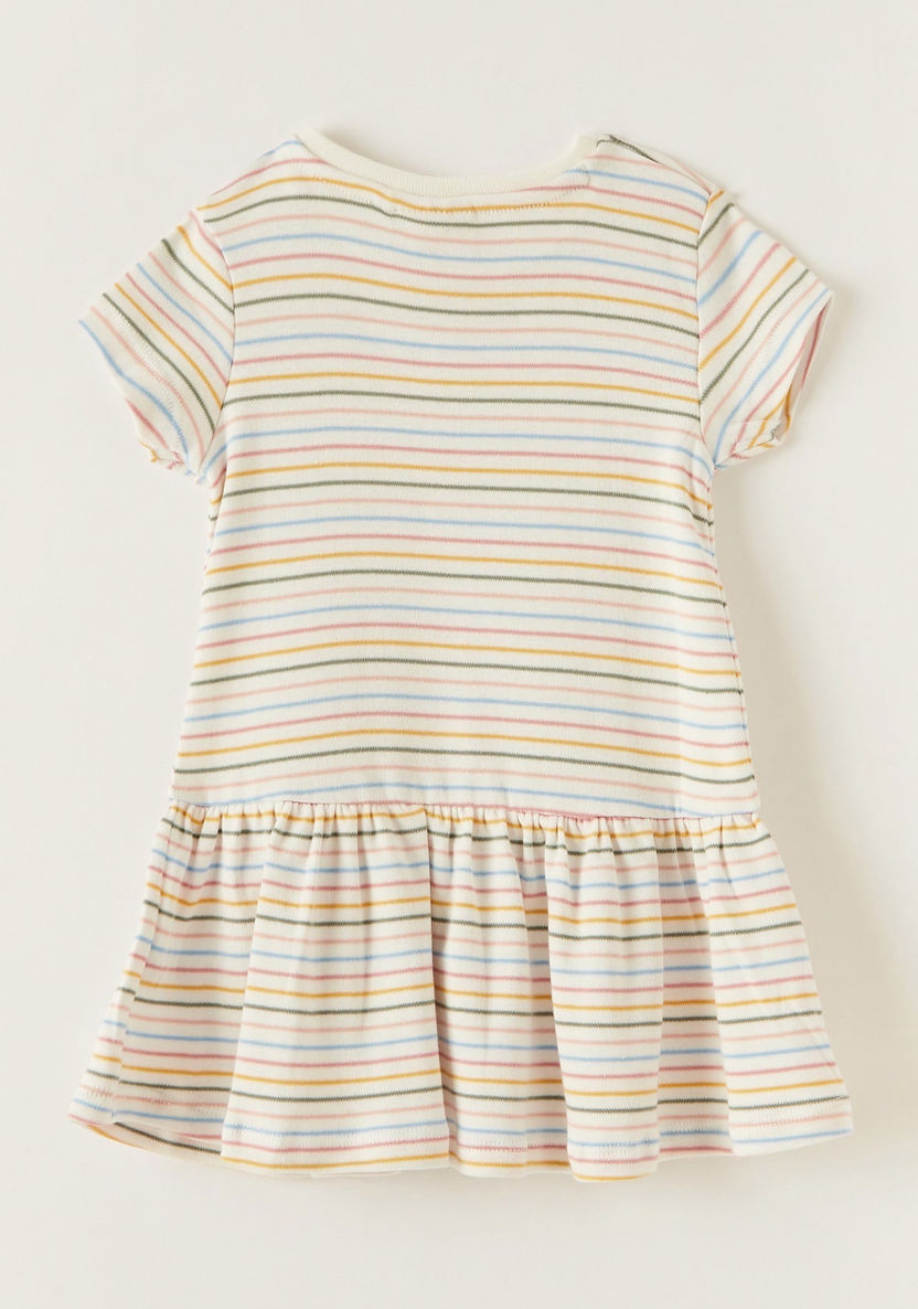 Juniors Striped Tiered Dress with Short Sleeves-Dresses%2C Gowns and Frocks-image-3