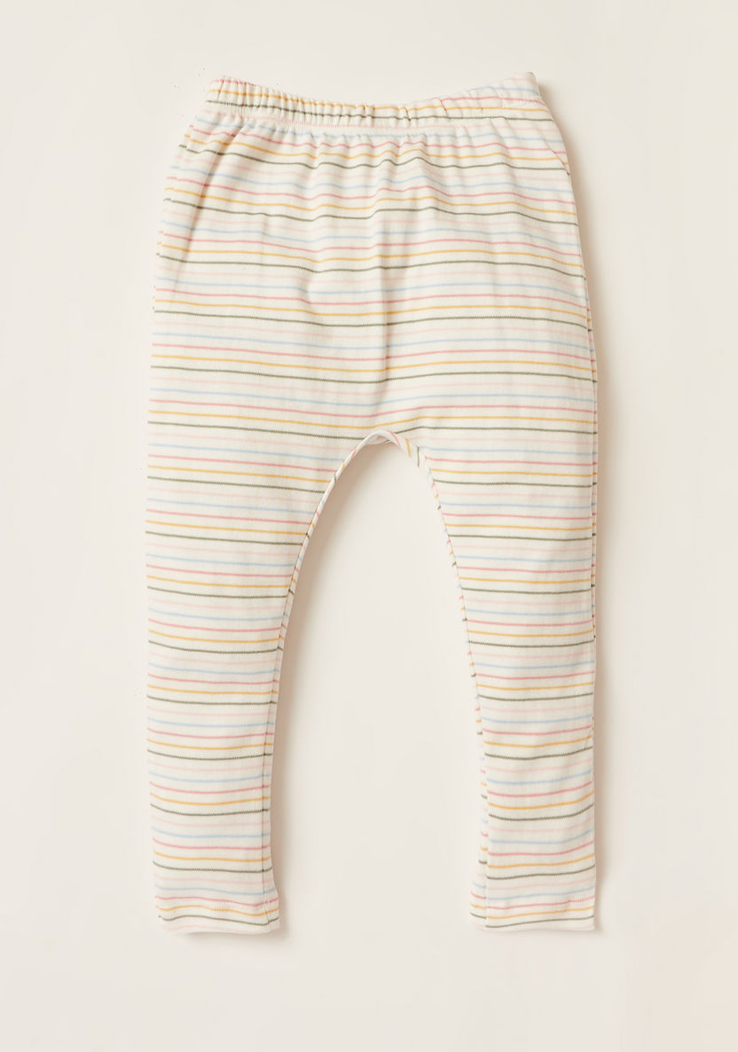 Juniors Printed Crew Neck Top and Striped Leggings Set-Clothes Sets-image-4