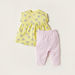 Juniors Floral Print Crew Neck Top and Striped Leggings Set-Clothes Sets-thumbnail-0