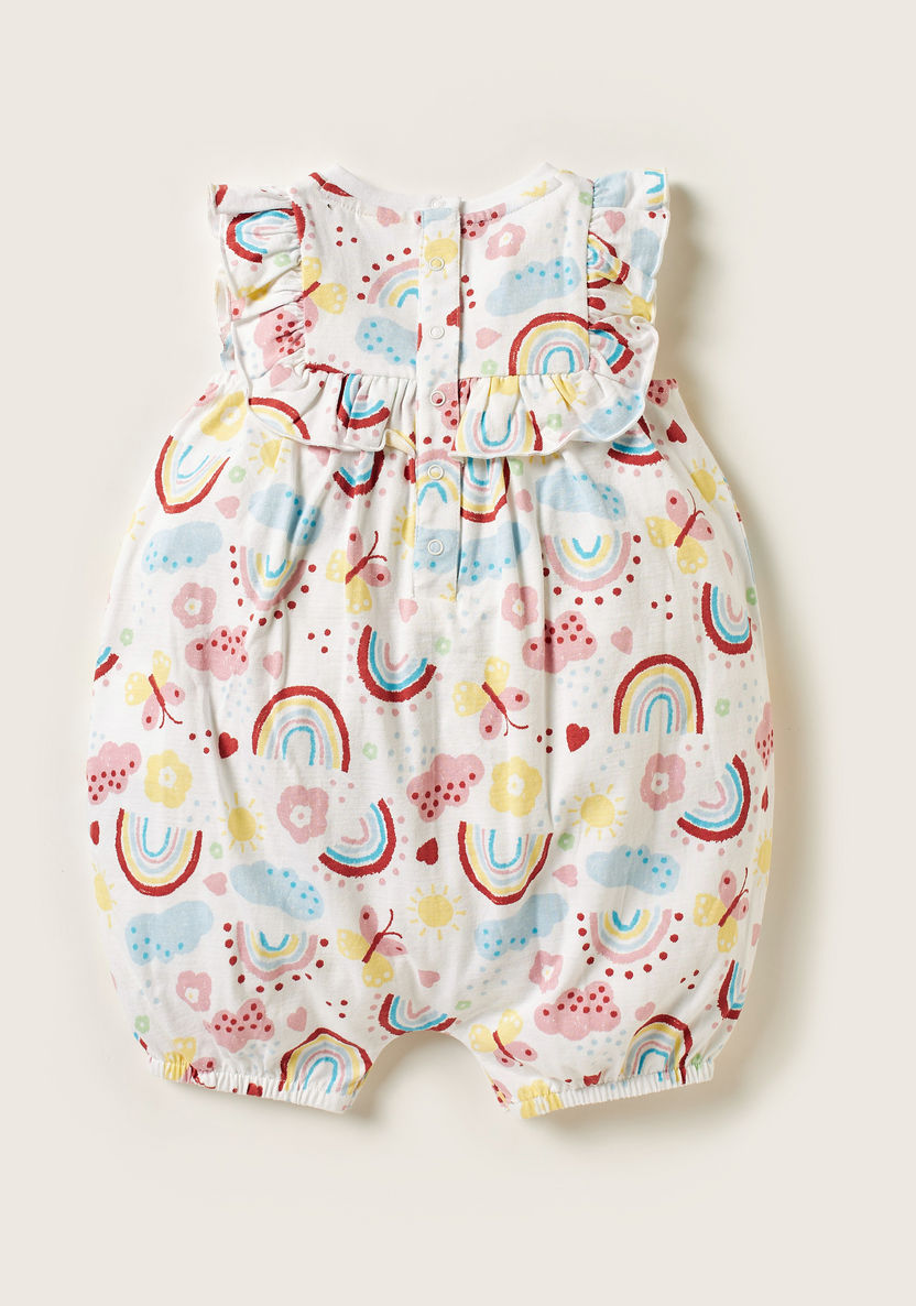 Juniors Printed Sleeveless Romper with Ruffle Detail and Button Closure-Rompers%2C Dungarees and Jumpsuits-image-3