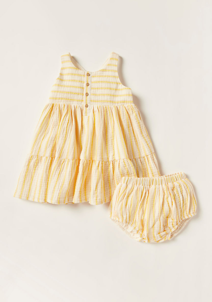 Juniors Striped Sleeveless Dress and Bloomer Set-Dresses, Gowns & Frocks-image-0