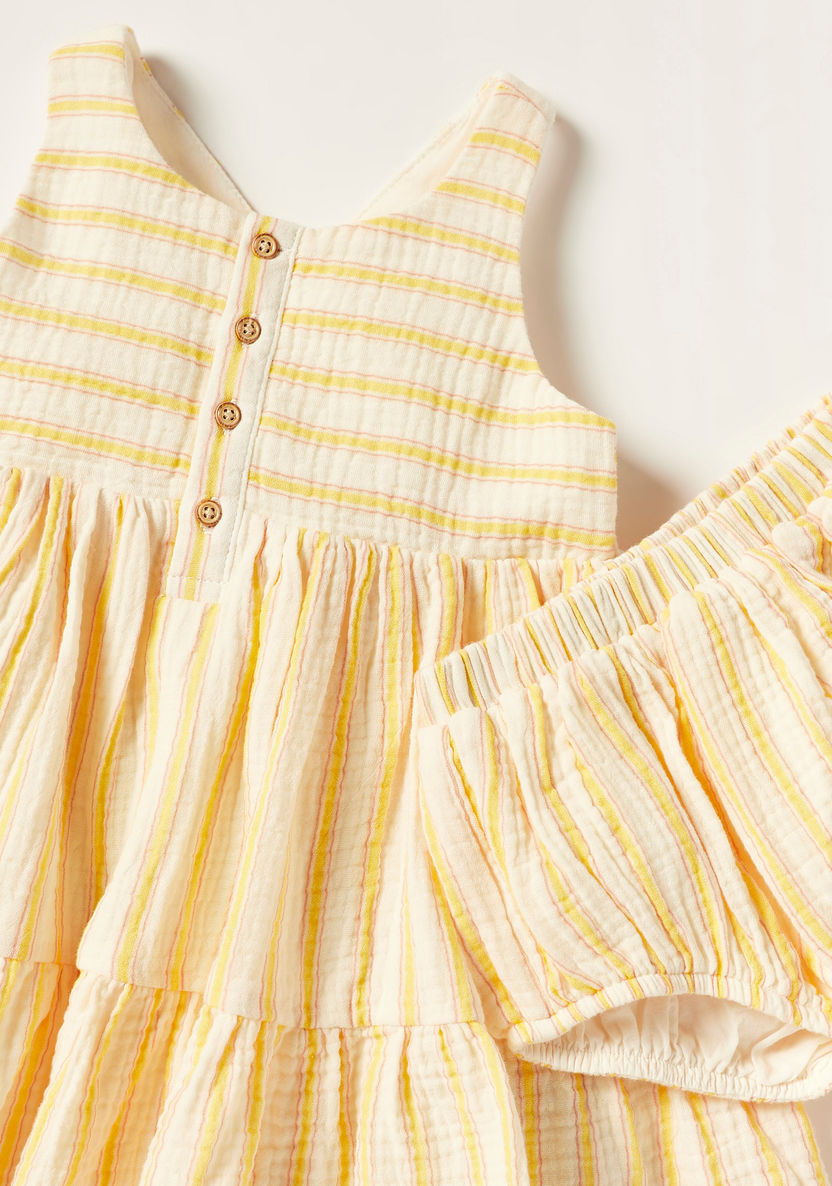 Juniors Striped Sleeveless Dress and Bloomer Set-Dresses, Gowns & Frocks-image-3