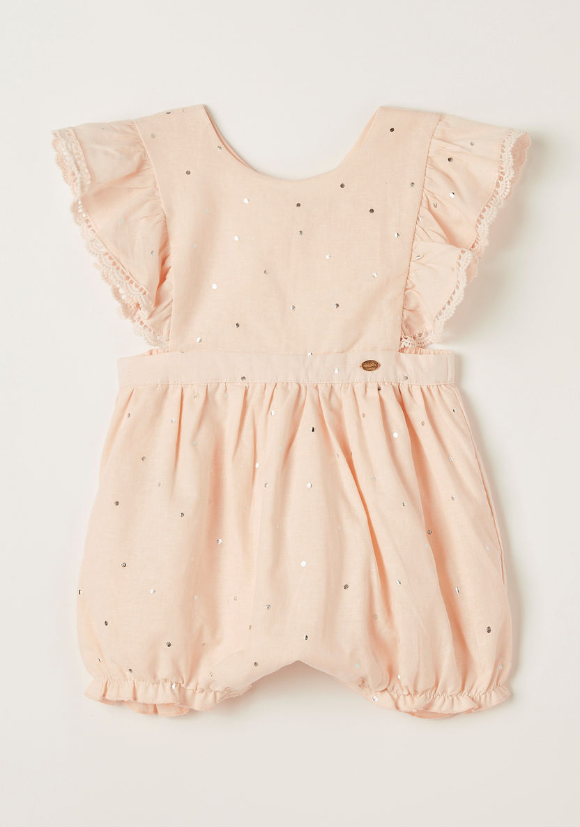 Giggles Embellished Romper with Round Neck and Ruffle Detail-Rompers%2C Dungarees and Jumpsuits-image-0