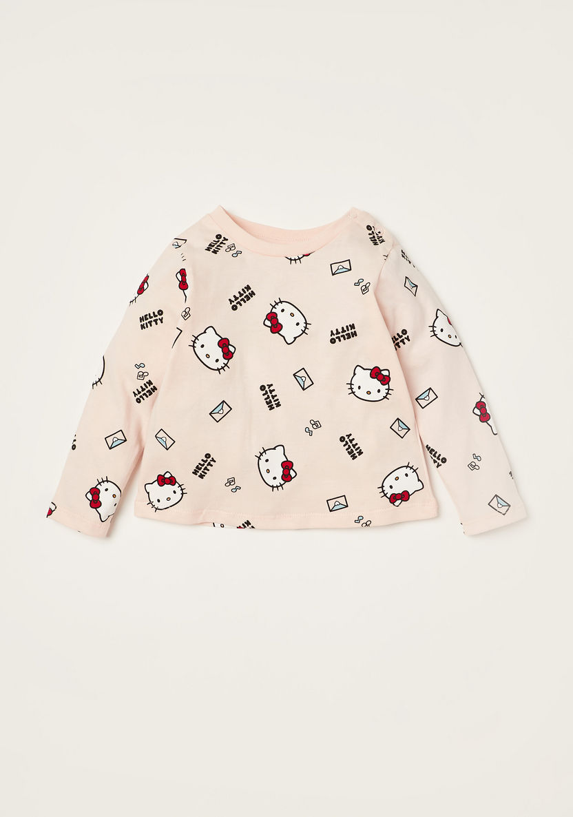 Sanrio Hello Kitty Print Crew Neck T-shirt with Long Sleeves - Set of 2-T Shirts-image-1