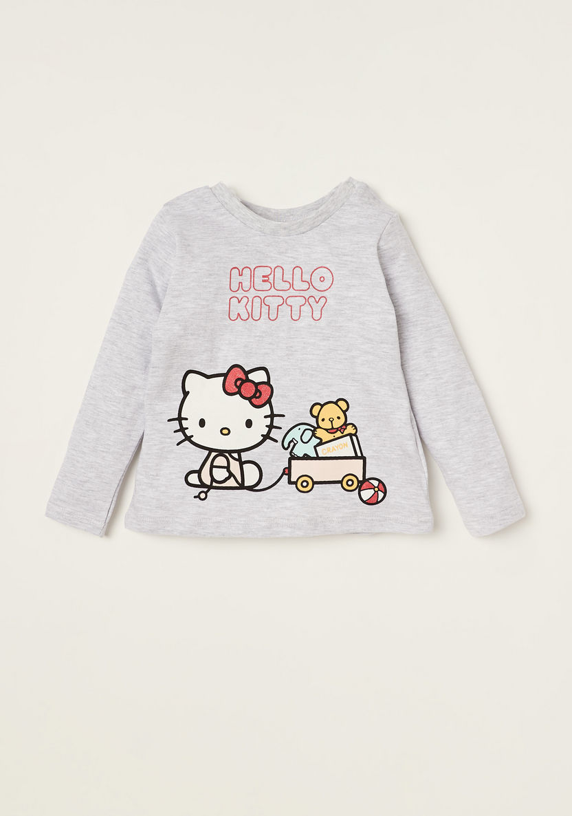 Sanrio Hello Kitty Print Crew Neck T-shirt with Long Sleeves - Set of 2-T Shirts-image-2
