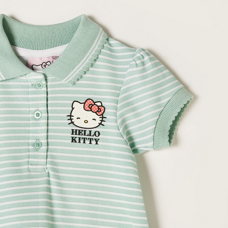 Sanrio Hello Kitty Print Polo Dress with Short Sleeves
