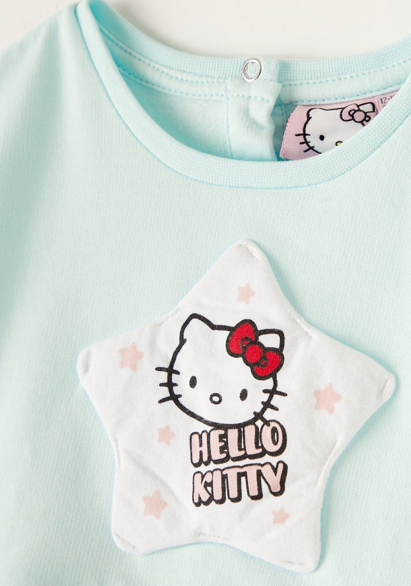 Sanrio Hello Kitty Applique Detail Sweat Dress with Long Sleeves-Dresses%2C Gowns and Frocks-image-1