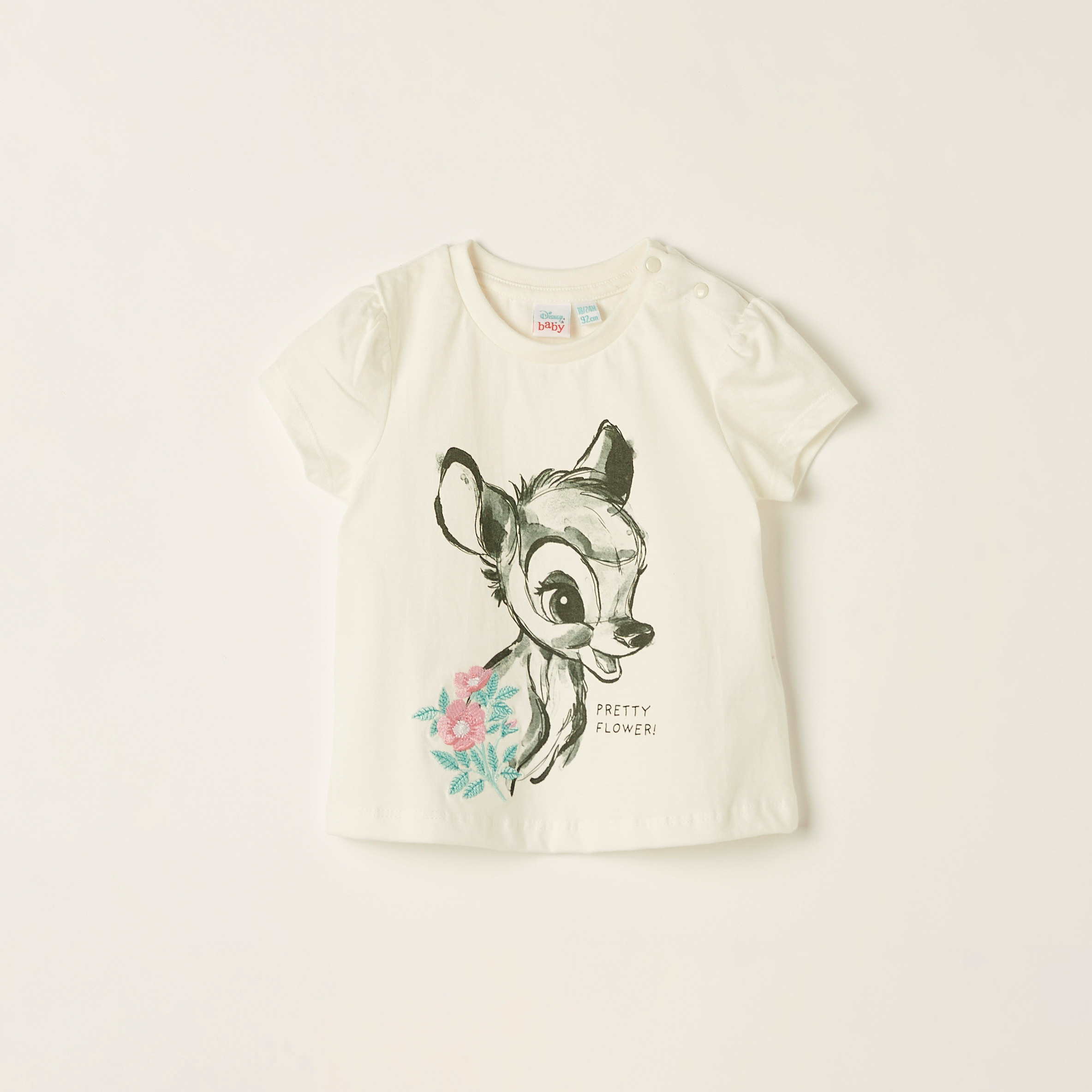 Disney Bambi Print T-shirt with Crew Neck and Short Sleeves-baby-girls-clothing-tshirts-image-1