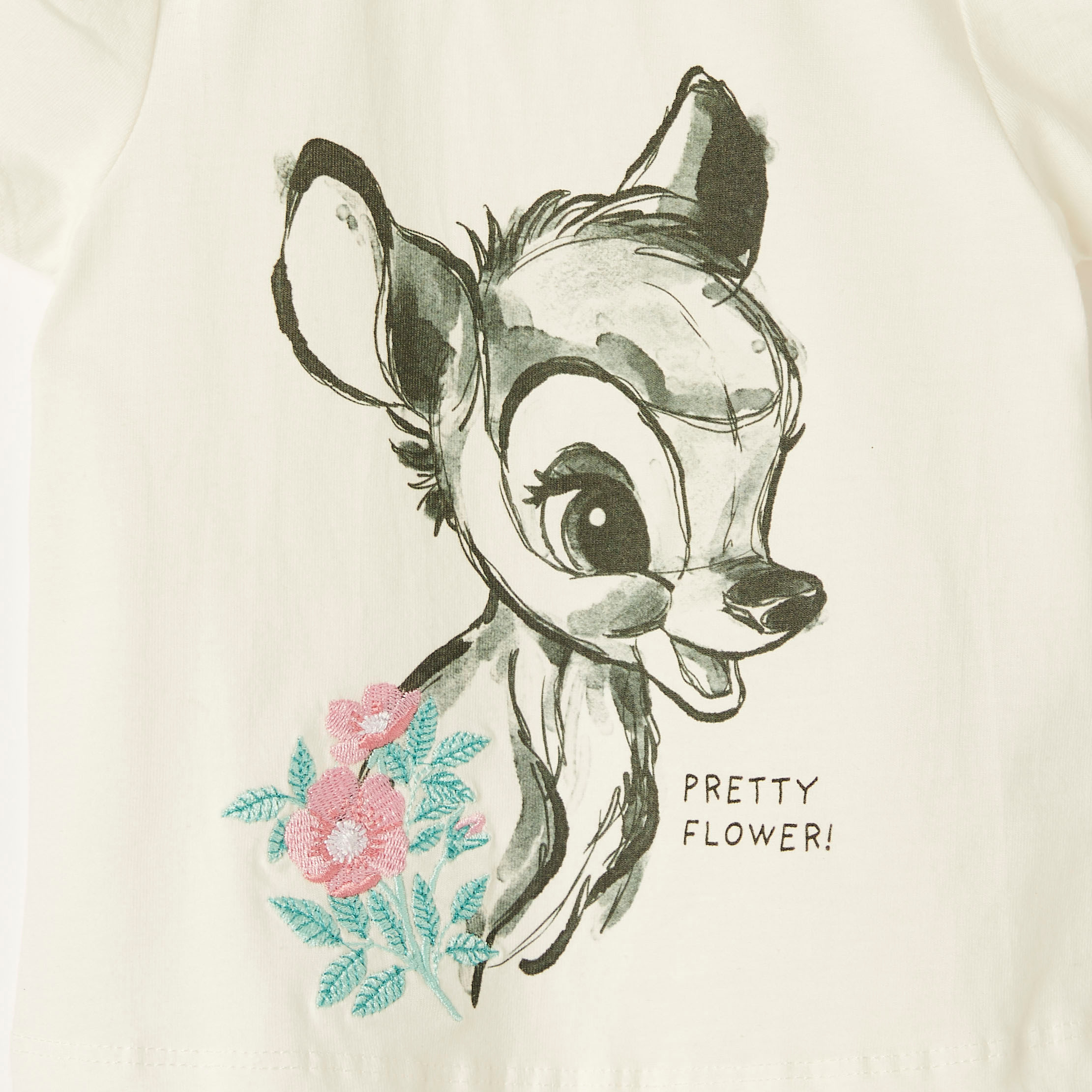 Disney Bambi Print T-shirt with Crew Neck and Short Sleeves-baby-girls-clothing-tshirts-image-2
