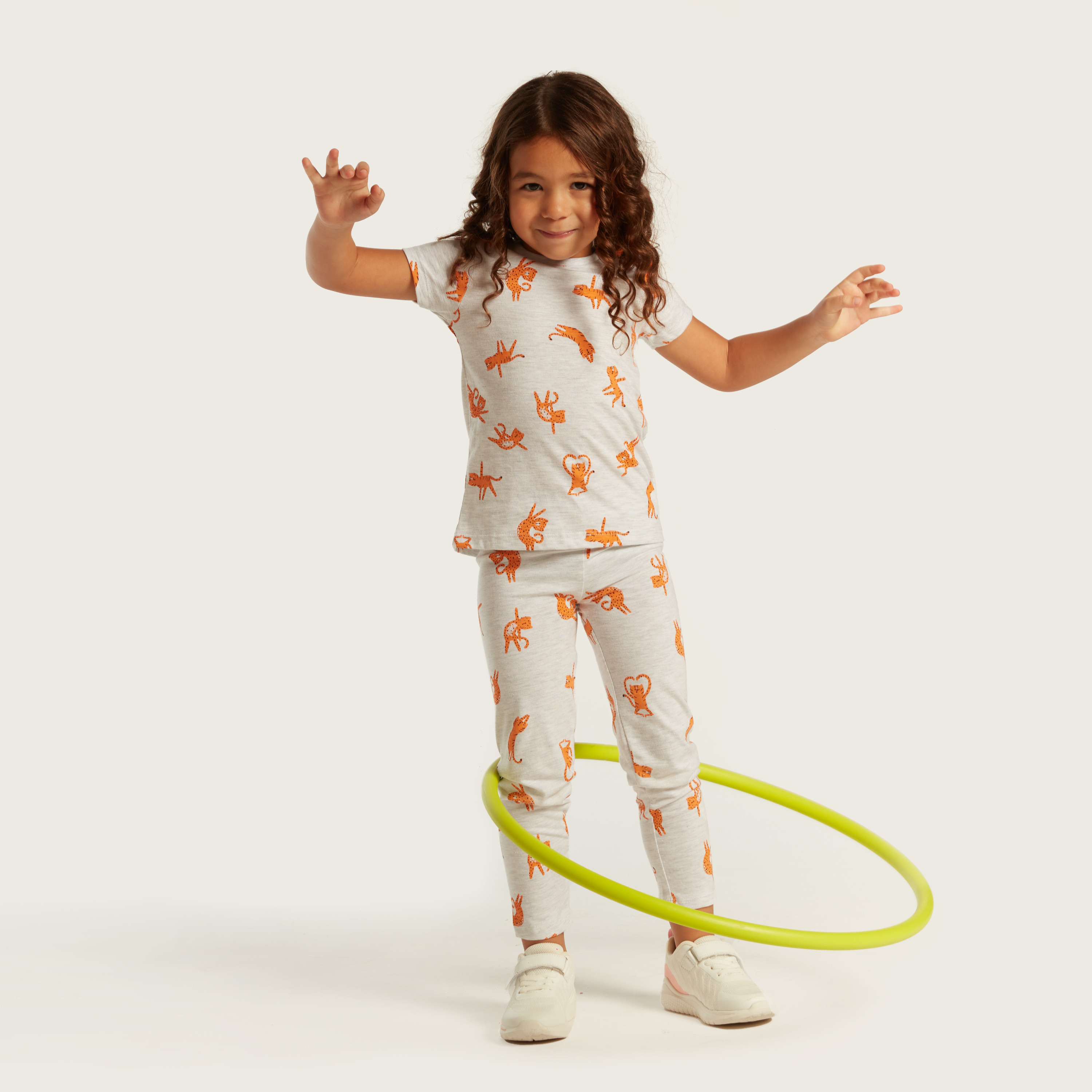 Juniors All-Over Printed T-shirt with Short Sleeves-girls-clothing-schoolwear-tshirts-image-1