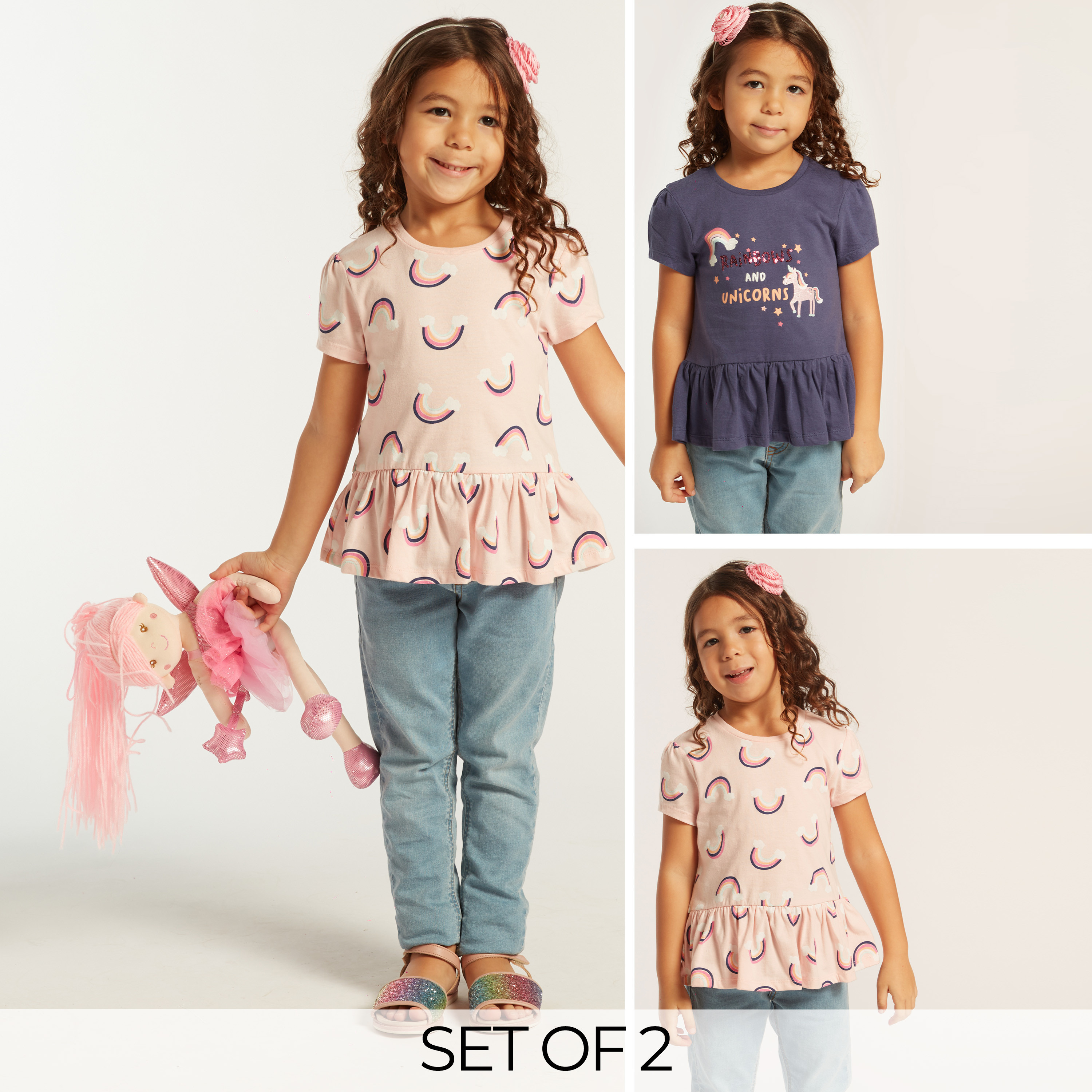 Juniors Printed T-shirt with Short Sleeves - Set of 2-girls-clothing-multipacks-image-1