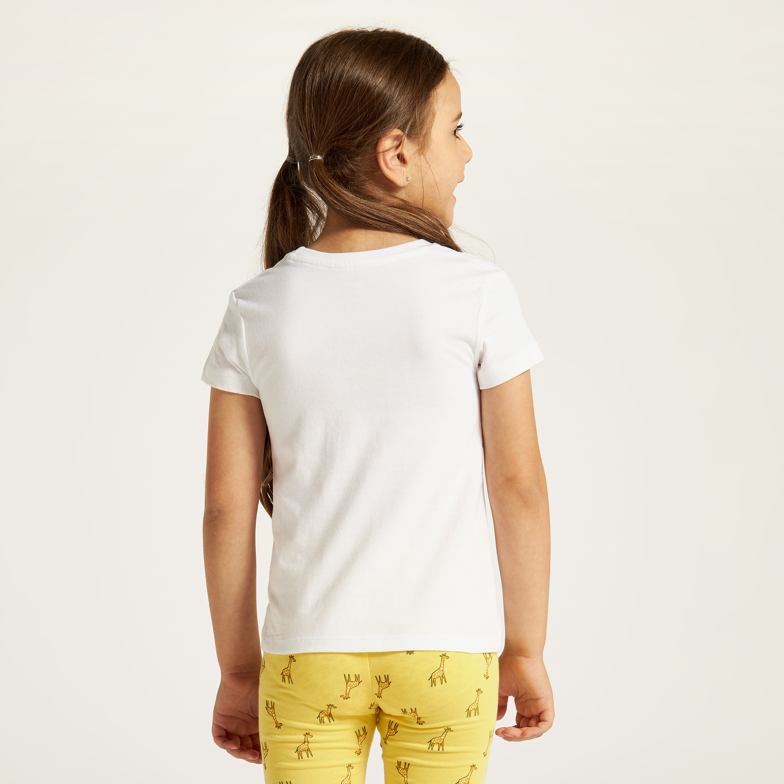 Juniors Printed Crew Neck T-shirt with Short Sleeves-girls-clothing-tshirts-image-4