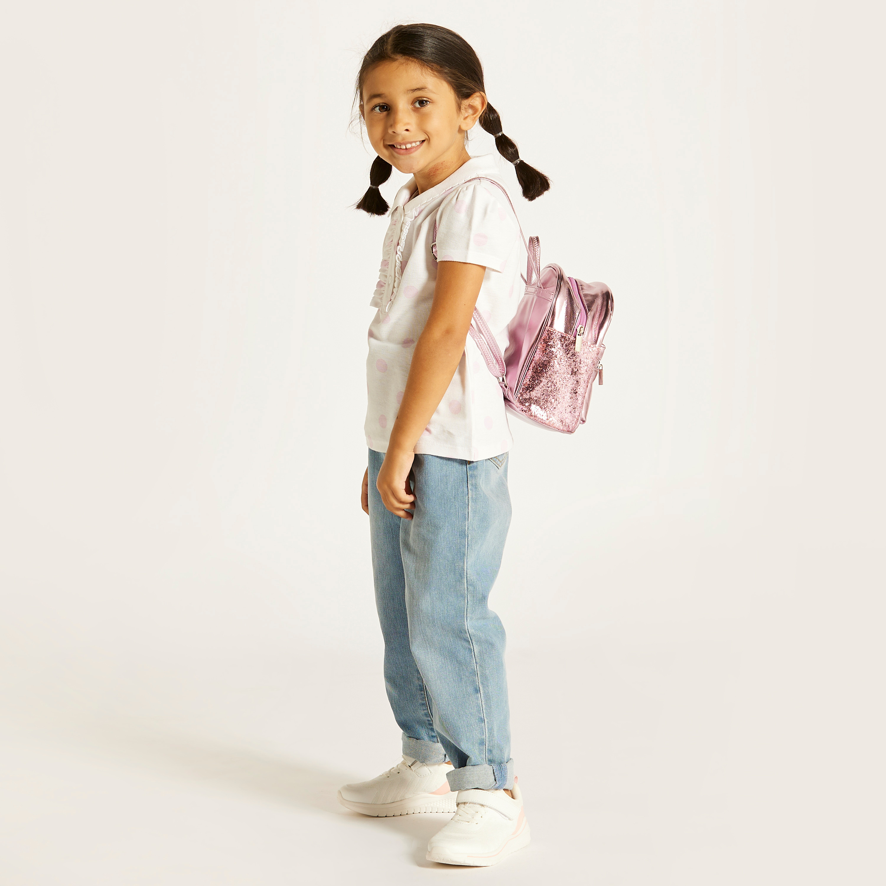 تيشيرت بولو منقط بأكمام قصيرة من جونيورز-girls-clothing-tshirts-image-1