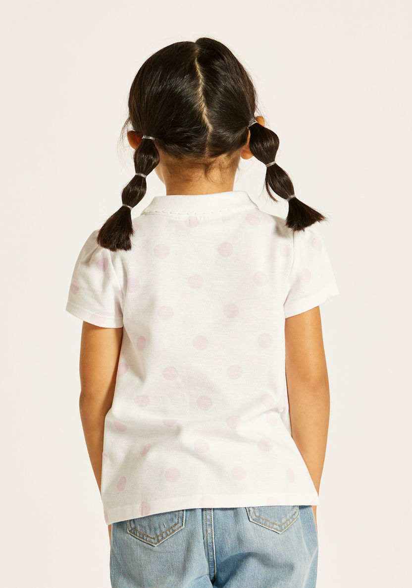 Juniors Polka Dot Polo T-shirt with Short Sleeves-T Shirts-image-3