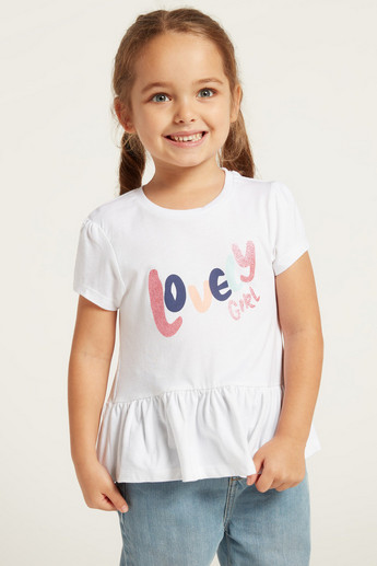 Juniors Printed A-line Top with Short Sleeves - Set of 2