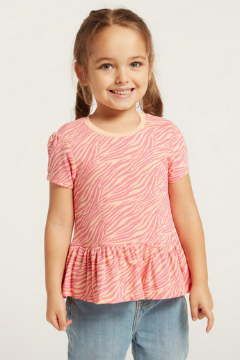 Juniors Printed A-line Top with Short Sleeves - Set of 2