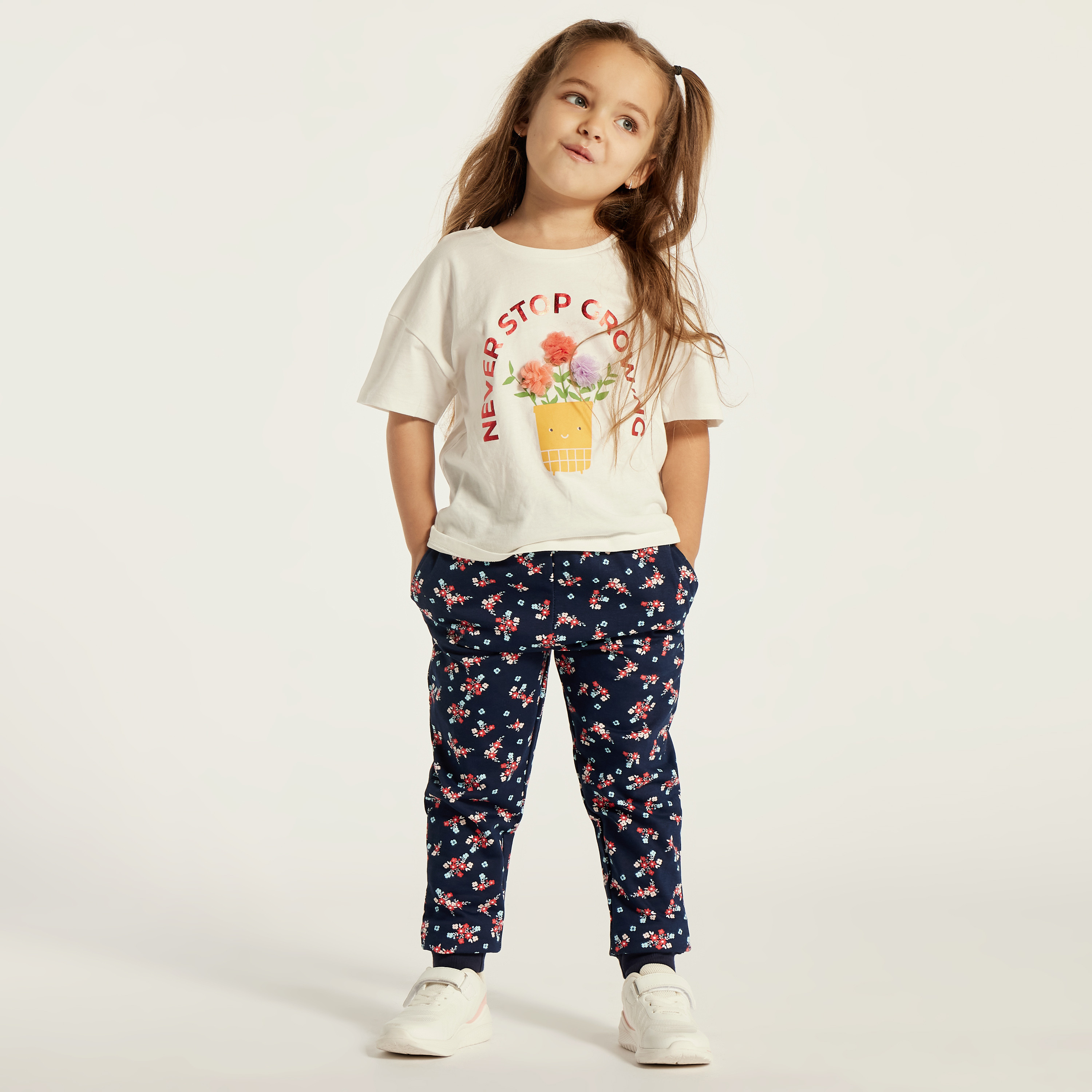 Juniors Printed Joggers with Drawstring Closure - Set of 3-baby-girls-clothing-bottoms-joggersandtrackpants-image-2