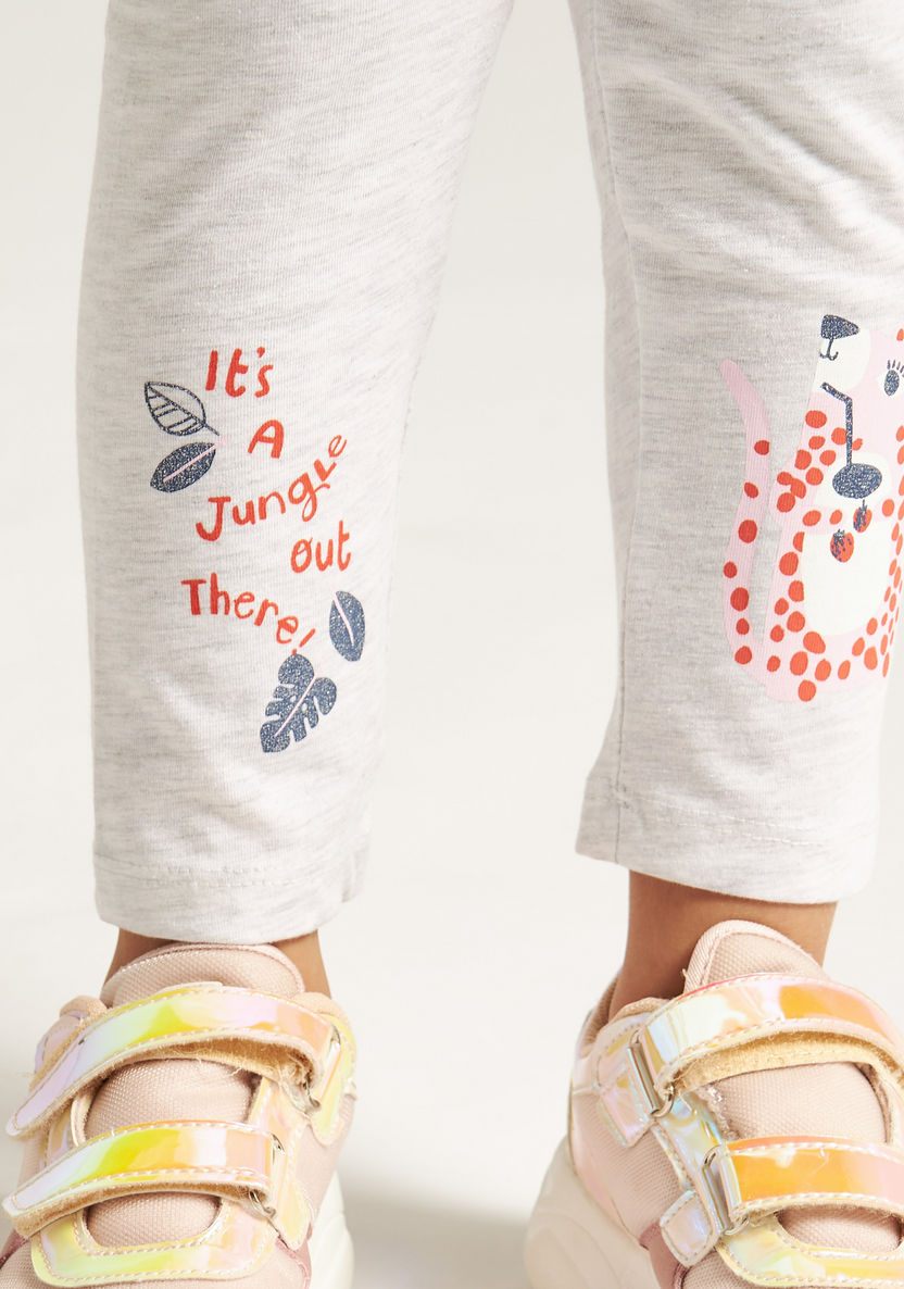 Juniors Printed Leggings with Elasticised Waistband-Leggings-image-2