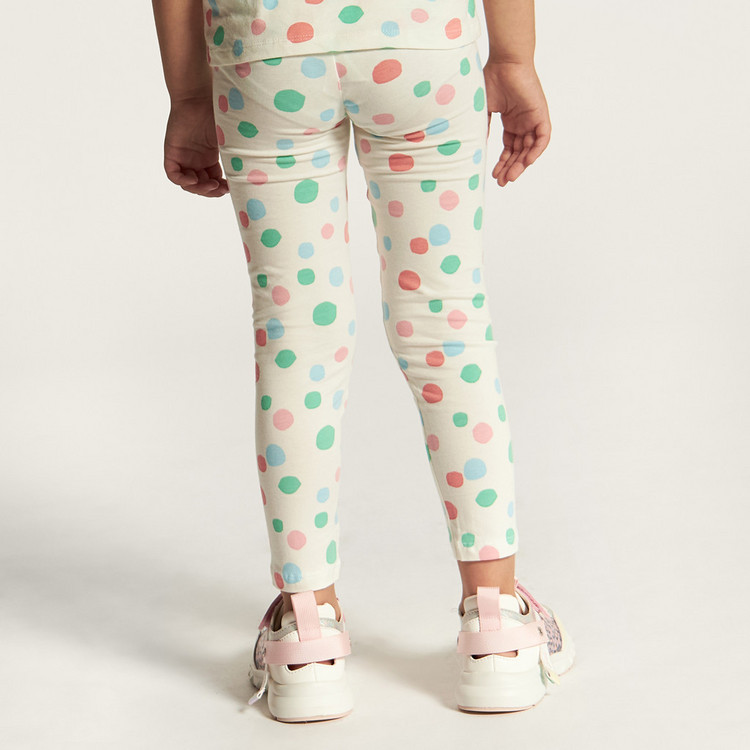 Juniors Printed Mid-Rise Leggings with Elasticated Waistband - Set of 2