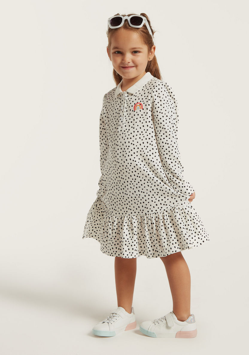 Juniors All-Over Printed A-Line Dress with Long Sleeves-Dresses%2C Gowns and Frocks-image-0