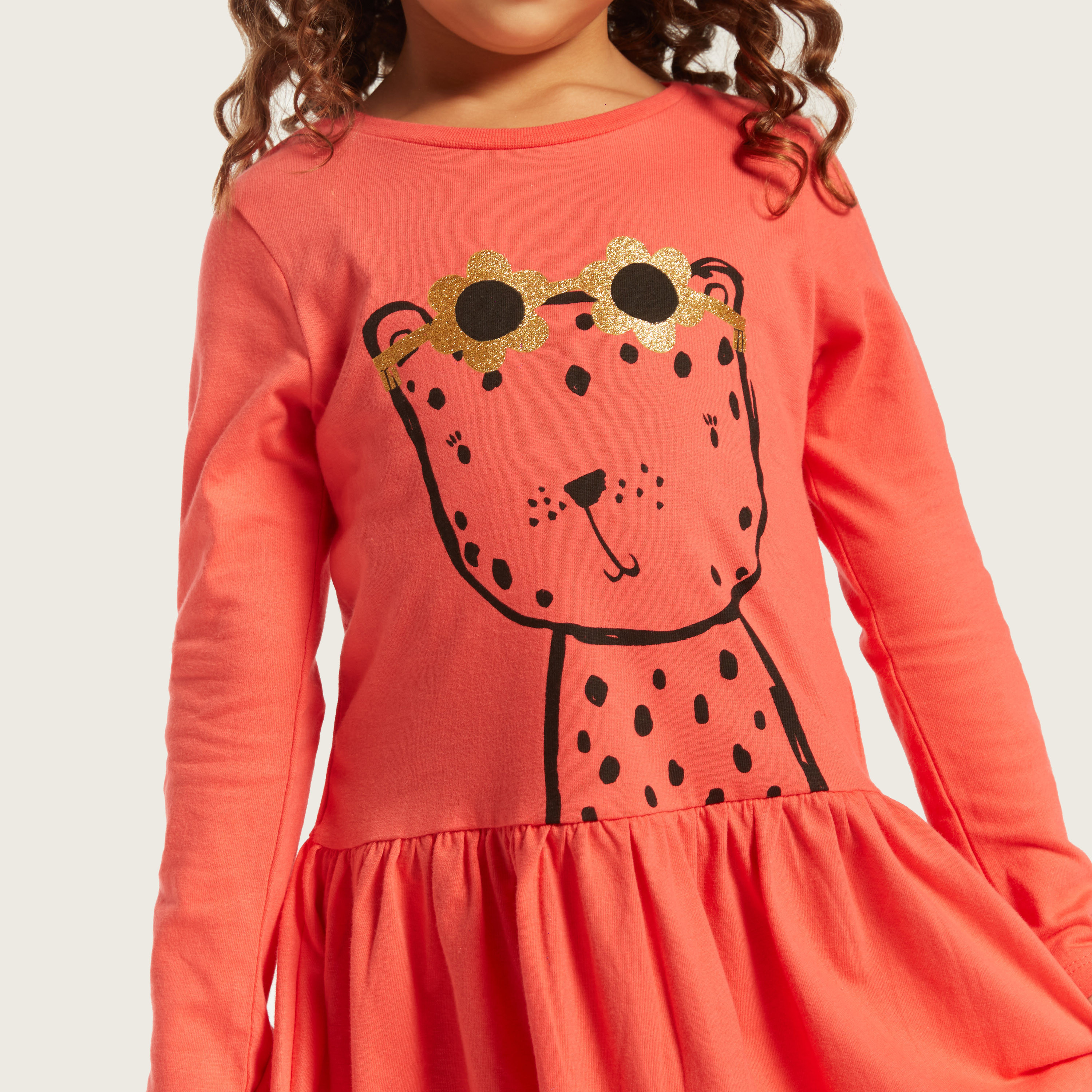 فستان بأكمام طويلة وخصر منسدل وطبعات من جونيورز-girls-clothing-dressesandjumpsuits-image-3
