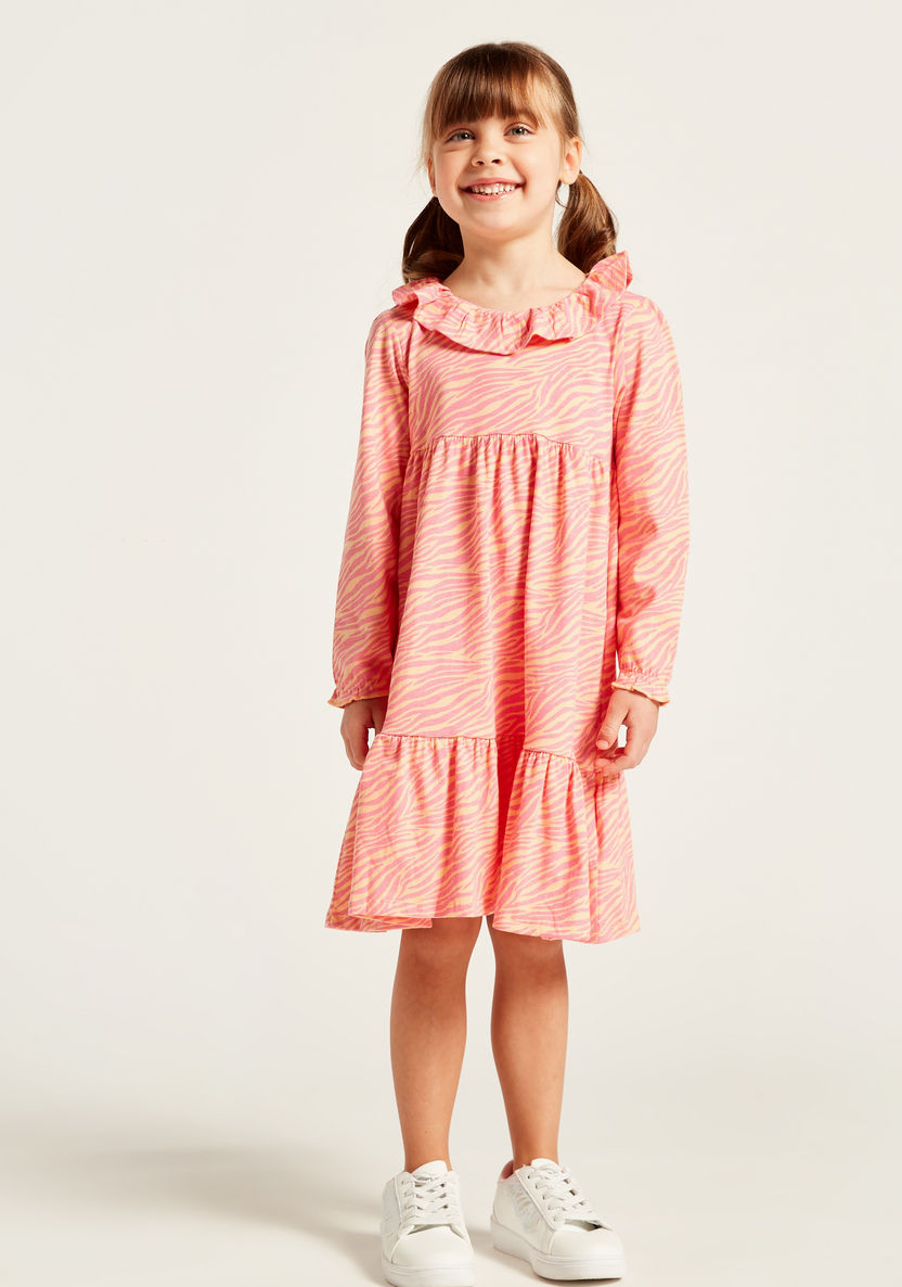Juniors All-Over Printed Empire Dress with Long Sleeves-Dresses%2C Gowns and Frocks-image-1