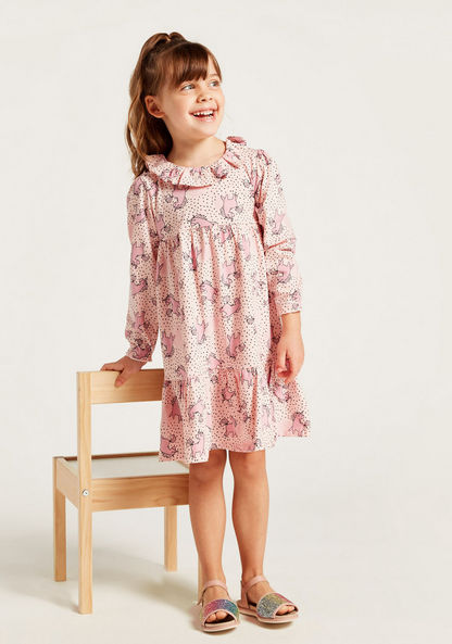 Juniors All-Over Printed Dress with Long Sleeves-Dresses%2C Gowns and Frocks-image-0